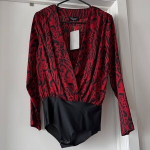 Tart Collections Red and Black Animal Print Bodysuit